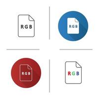 RGB model icon. Flat design, linear and color styles. Red, green, blue color scheme. Isolated vector illustrations