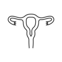 Uterus, fallopian tubes and vagina linear icon. Thin line illustration. Female reproductive system. Contour symbol. Vector isolated outline drawing