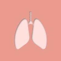 icono de corte de papel de pulmones humanos. anatomía del sistema respiratorio. silueta vectorial ilustración aislada vector