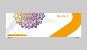 fondo adornado de mandala para negocios de banner web vector