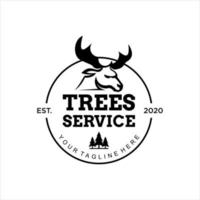 Buck Head and Pine Trees Vector Seal Badge