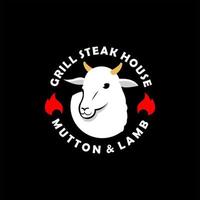 Food Logo Mutton Lamb Meat Grill and Chop Badge vector