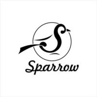 Animal logo Sparrow initial typography design vector