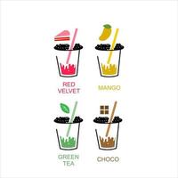 conjunto de logotipos de alimentos taza de té de burbujas vector de bebida fresca
