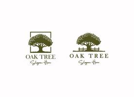 Oak Tree Residential Vintage Logo Design Vector