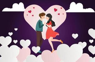 Boy and girl loving valentine vector