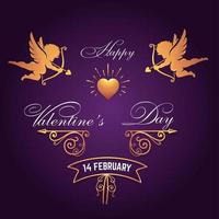 Two Cupid Silhouettes With Heart vector