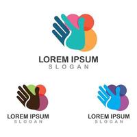 Hand logo simple vector design template, colorful hand vector