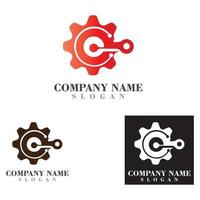 Gear with Circuit vector template logo simple for business technology design