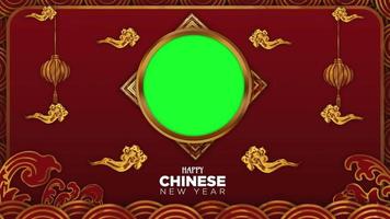 feliz movimiento de plantilla de año nuevo chino con elemento chino y fondo de pantalla verde concepto.
