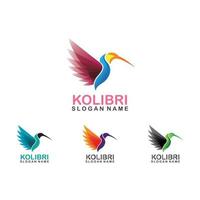 resumen colorido colibrí colibri pájaro logo línea contorno monoline vector