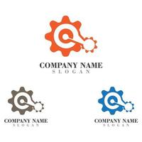 Gear with Circuit vector template logo simple for business technology design