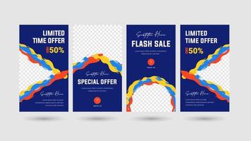 Colorfull and fun social media stories with water splash element. vector