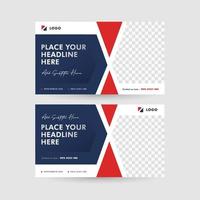 Blue navy color with red accent banner template, triangles and cross lines element make the banner feels Strong, Solid and Modern. vector