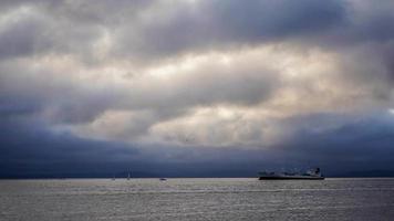 Seascape timelapse with water transport. video