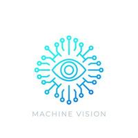 visión artificial, concepto ai, icono de línea vectorial vector