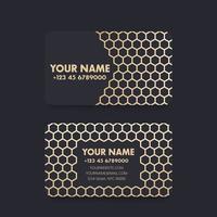 Business card design with geometric gold pattern on dark vector