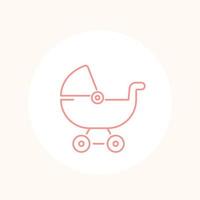 baby carriage icon on white, line vector