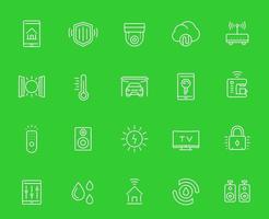 smart house, home automation system icons set, linear vector