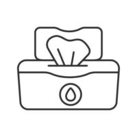 Wet wipes pack linear icon. Thin line illustration. Tissues. Antibacterial napkins. Contour symbol. Vector isolated outline drawing