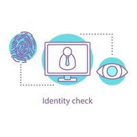 Identity check concept icon. Airport security control. Fingerprint, retina identification idea thin line illustration. Biometric authorization. Vector isolated outline drawing