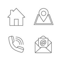 Information center linear icons set. Homepage, GPS navigation, incoming call, email. Thin line contour symbols. Isolated vector outline illustrations