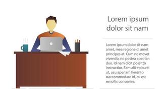 Programmer flat character design. IT technologist. Freelancer. Vector isolated illustration