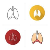 Thoracic cavity icon. Diaphragm. Human lungs. Flat design, linear and color styles. Isolated vector illustrations