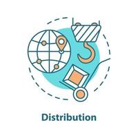 Logistics and distribution concept icon. Delivery service idea thin line illustration. Shipment. Products transportation. Vector isolated outline drawing