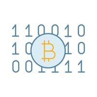 Binary code color icon. Cryptocurrency mining. Digital money. Computing. Bitcoin on binary code. Isolated vector illustration