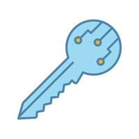 Private digital key color icon. Encryption key. Isolated vector illustration