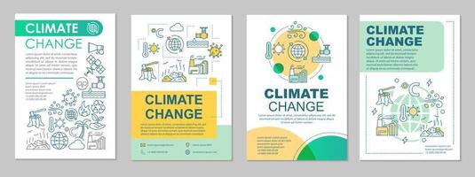 Climate change brochure template layout. Environmental issues. Flyer, booklet, leaflet print design with linear illustrations. Vector page layouts for magazines, annual reports, advertising posters