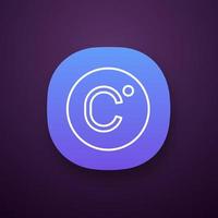 Celsius degrees temperature app icon. UI UX user interface. Centigrade scale. Celsius. Web or mobile application. Vector isolated illustration