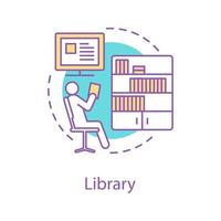 Library concept icon. Reading hall idea thin line illustration. Leisure. Education. Vector isolated outline drawing