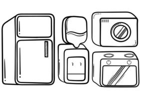 hand drawn collection of household electronic tools vector