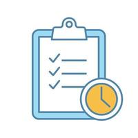 Time management color icon. Task planning. Deadline. Tasks list. Isolated vector illustration