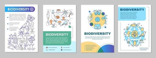 Biodiversity brochure template layout. Flora and fauna. Animals and plants. Flyer, booklet, leaflet print design with linear illustrations. Vector page for magazine, annual report, advertising poster