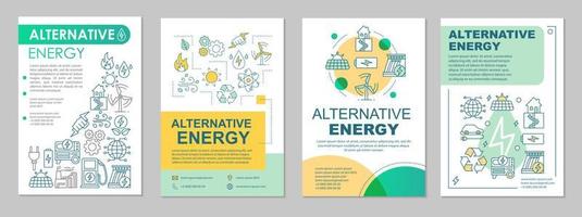 diseño de folleto de energía alternativa. energía ecológica. folleto, folleto, diseño de impresión de folleto con ilustraciones lineales. generación de energía diseños de páginas vectoriales para revistas, informes anuales, carteles publicitarios vector