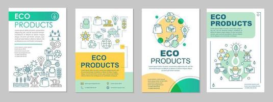 Eco products brochure template layout. Ecological farming. Flyer, booklet, leaflet print design with linear illustrations. Organic food. Vector page for magazine, annual report, advertising posters