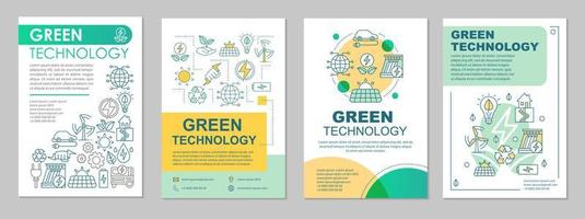 Green technology brochure layout. Clean energy. Flyer, booklet, leaflet print design with linear illustrations. Conservation. Vector page layouts for magazines, annual reports, advertising posters