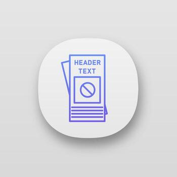 Protest leaflet app icon. Protest event announcement. Social movement and propaganda brochure. Human rights protection booklet. UI UX interface. Web or mobile application. Vector isolated illustration