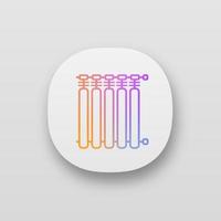 Radiator app icon. Heating battery. Heater. UI UX user interface. Web or mobile application. Vector isolated illustration