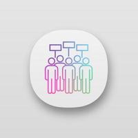 Protest event app icon. UI UX user interface. Political protest. Social movement. Public opinion. Protesters with banners. Demonstration, meeting. Collective action. Vector isolated illustration