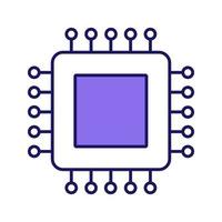 Processor color icon. Microprocessor. CPU. Central processing unit. Integrated circuit. Computer, phone processor. Microchip, chipset, chip. Isolated vector illustration