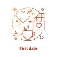 First date concept icon. Cafe idea thin line illustration. Coffee break. Vector isolated outline drawing