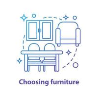 Choosing furniture concept icon. Interior design idea thin line illustration. Cabinet, dresser. Vector isolated outline drawing