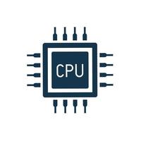 icono de la cpu. símbolo plano de un procesador sobre un fondo blanco. vector