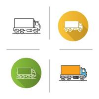 Delivery truck icon. Flat design, linear and color styles. Isolated vector illustrations