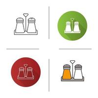 Salt or pepper shaker icon. Flat design, linear and color styles. Spice. Isolated vector illustrations