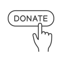 Donate button click linear icon. Thin line illustration. Donation making. Contour symbol. Vector isolated outline drawing